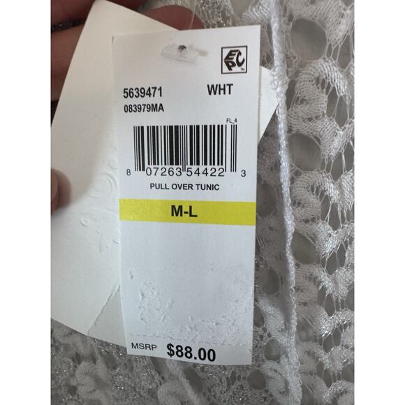 Becca Tunic Swim Cover Up Womens Size M/L White Lace Swimwear Dolman Sleeve NWT - Picture 9 of 16